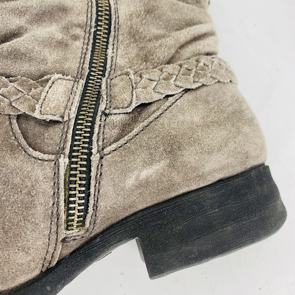 Born Ouvea Distressed Grey Suede Ankle Boots Braided Straps Size 7.5 Western - Picture 5 of 11